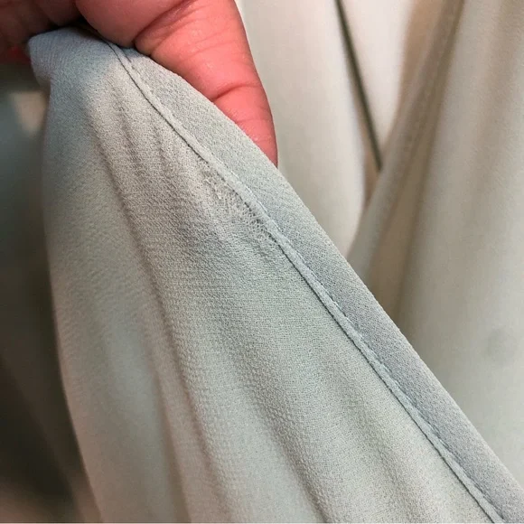 Jessakae Maxi Long Sleeve Chiffon Surplice Neck Gown in Seafoam Green Size Small - Picture 8 of 8